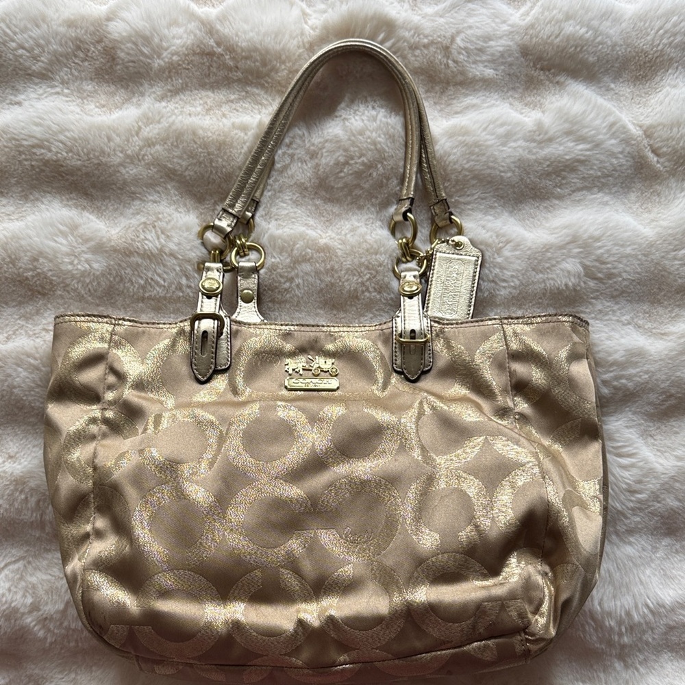 Vintage Coach Gold Signature Tote Bag
